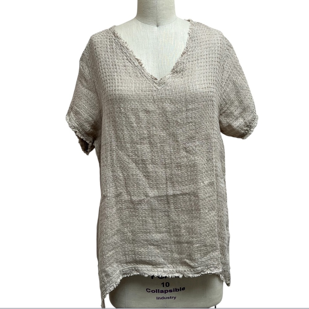 Vero Lino Linen V-neck Casual Top - Picture 2 of 7